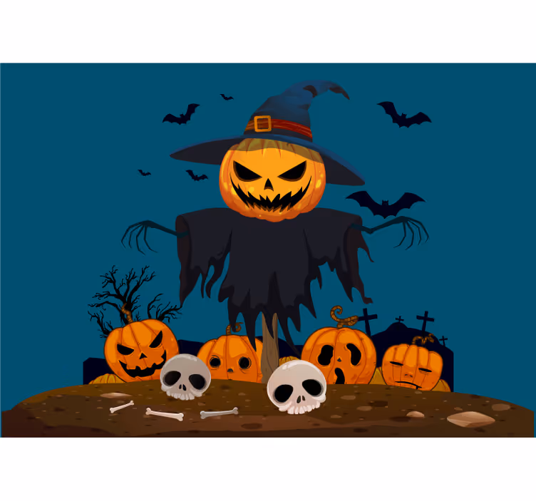 Halloween fototapet skummel gresskar skremmende - Tenstickers