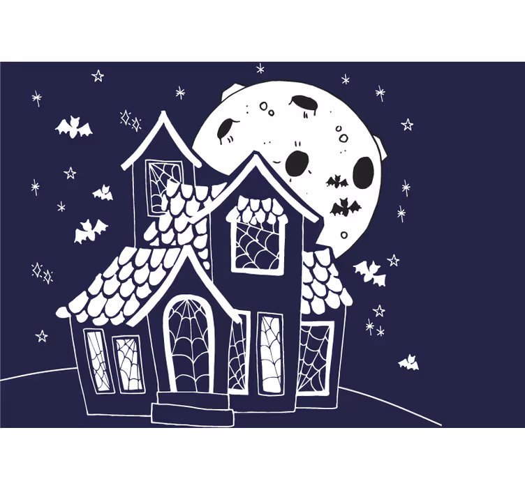 Halloween fototapet skummelt spøkelseshus - Tenstickers