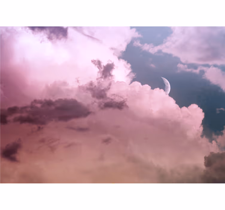 Fototapet himmel med overskyet måneskinn - Tenstickers