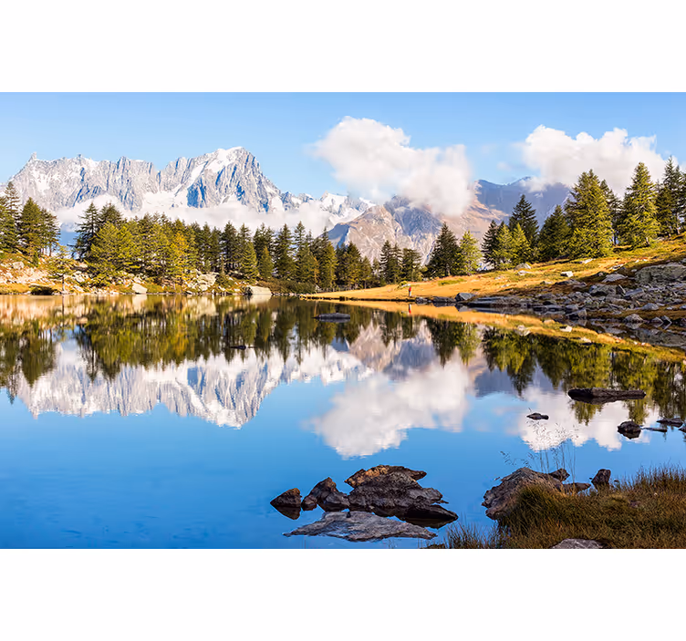 Fototapet landskap fjellrefleksjoner - Tenstickers