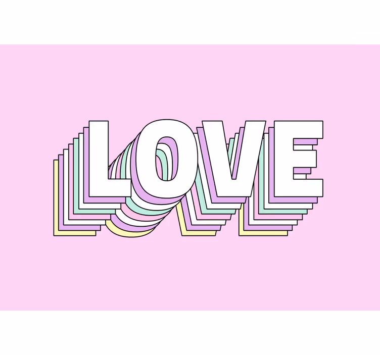 Fototapet kjærlighet stilisert kjærlighet typografi - Tenstickers