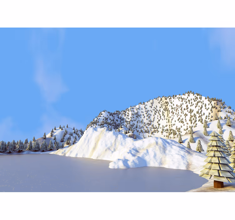 Fototapet landskap vinterfjellscene - Tenstickers