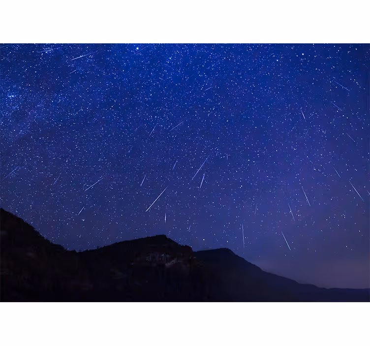 Fototapet fjell himmelske kometer natt - Tenstickers