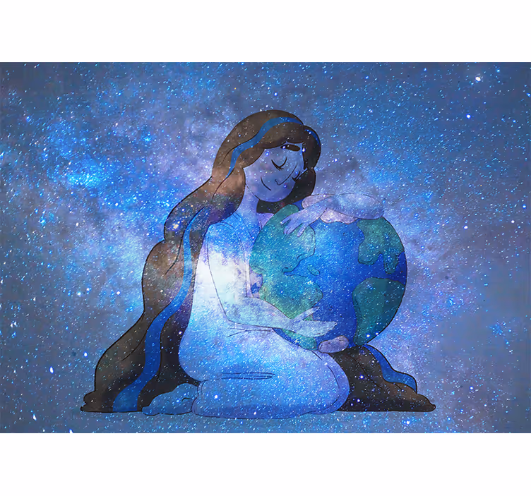 Fototapet verdensrommet omfavner planeten jorden - Tenstickers
