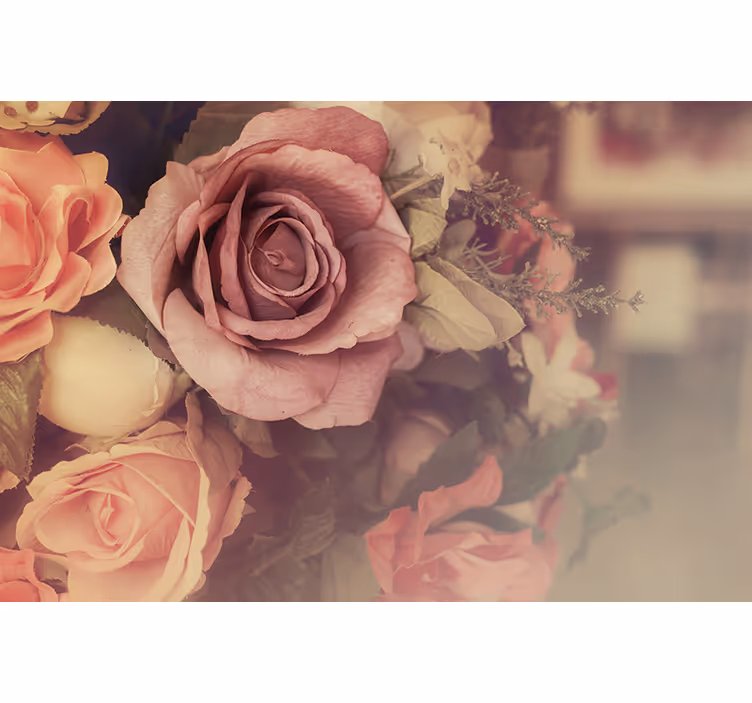 Fototapet blomster roseblomsterkomposisjon - Tenstickers