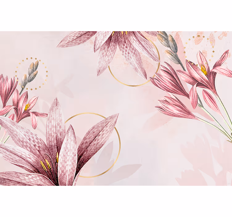 Fototapet blomster lilla liljeknopper - Tenstickers
