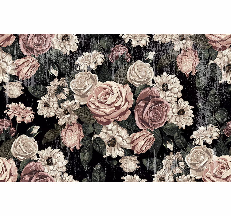 Fototapet blomster vintage blomsterprakt - Tenstickers