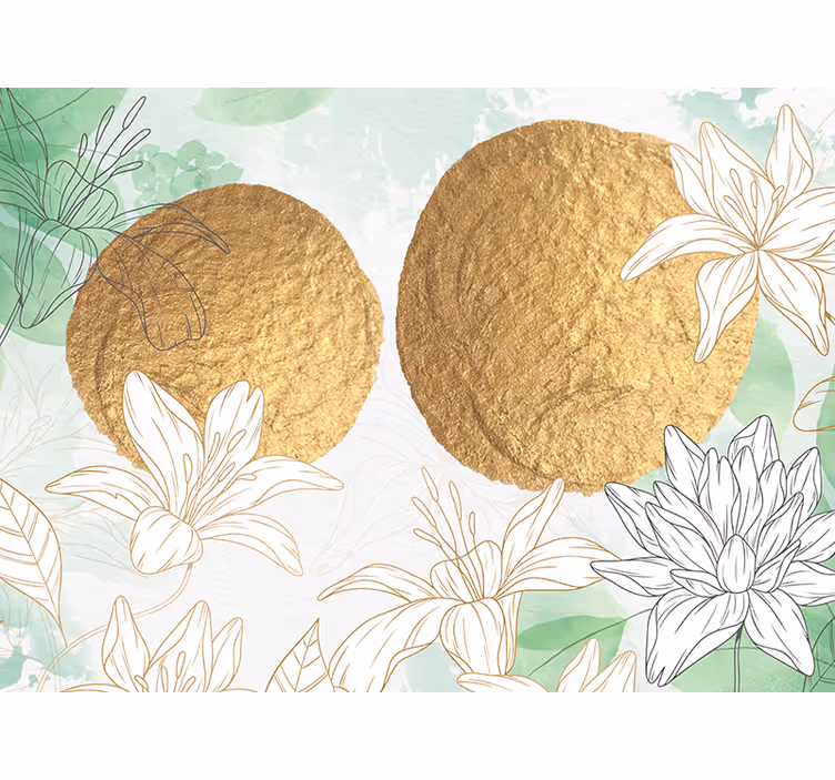 Fototapet blomster gyldne blomsterdetaljer - Tenstickers