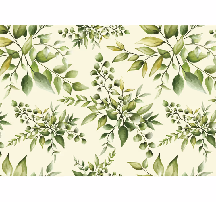 Fototapet blomster elegant grønnmønster - Tenstickers