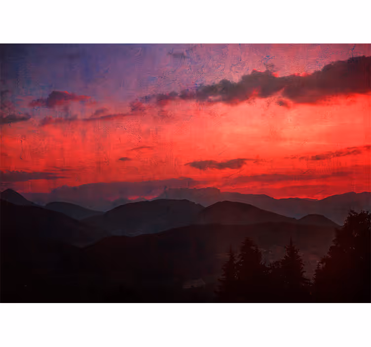 Fototapet fjell dramatisk fjellsolnedgang - Tenstickers