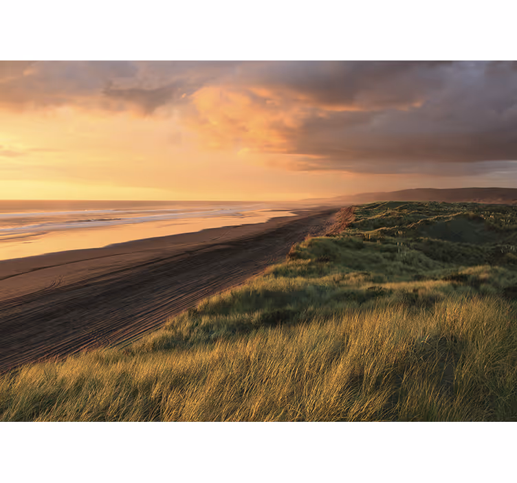 Harmoni med solnedgang ved havet fototapet sjø - Tenstickers