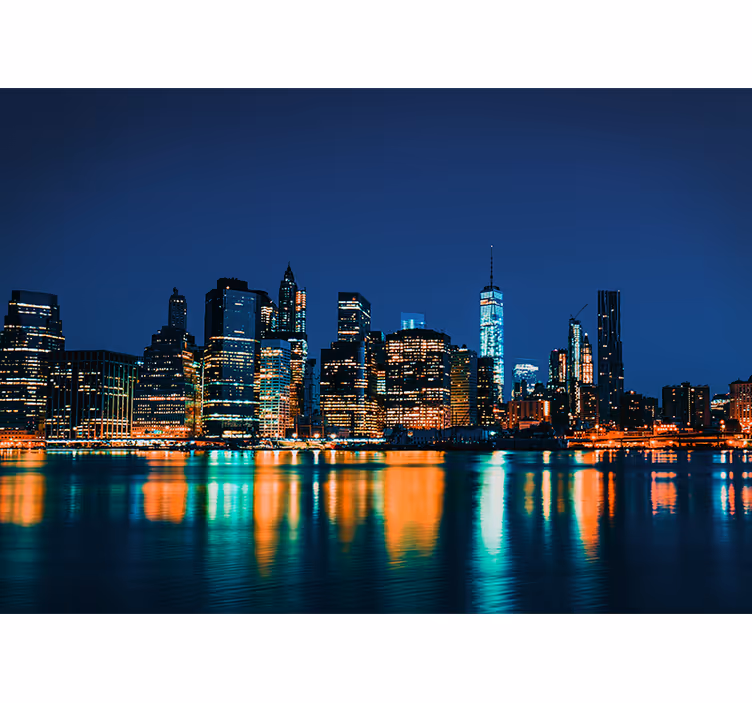 Fototapet new york nattutsikt - Tenstickers