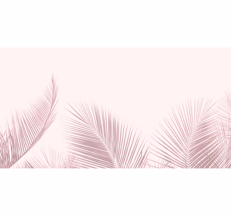 Rosa palmeblader i kawaii-stil fototapet blomster - Tenstickers