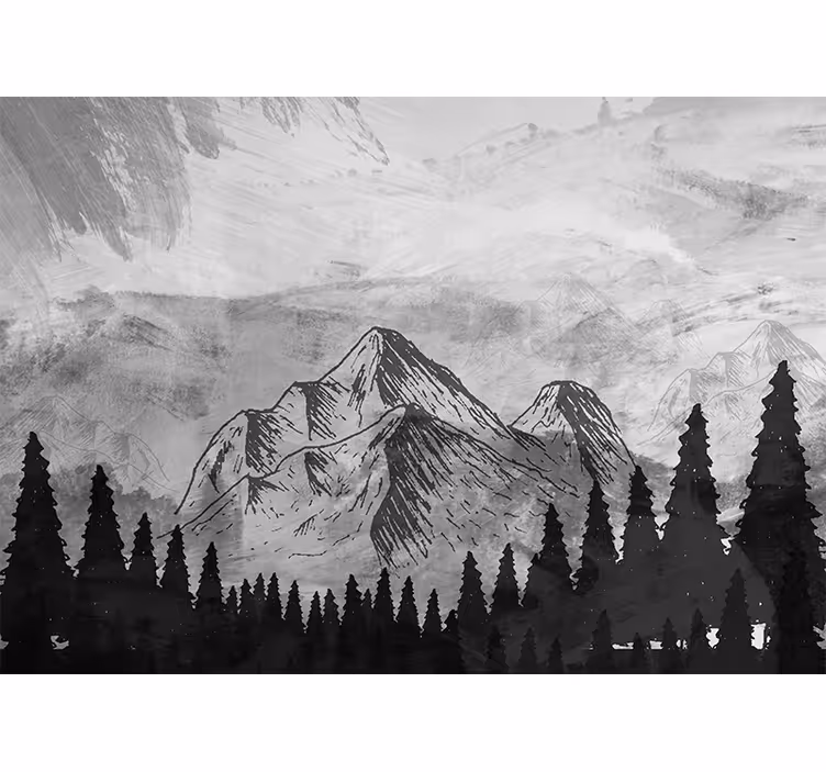 Majestetiske grå topper fototapet fjell - Tenstickers