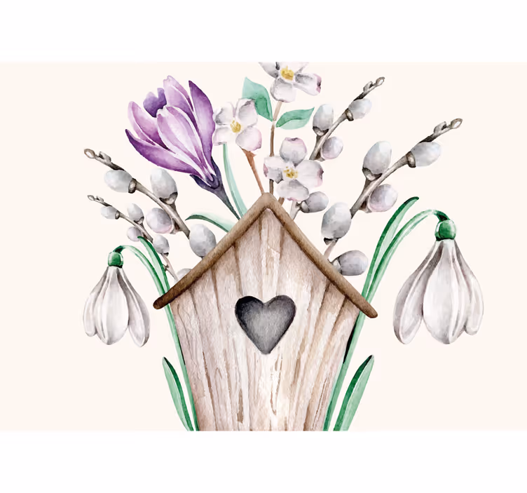 Fototapet blomster landsbyblomsteroppsett - Tenstickers