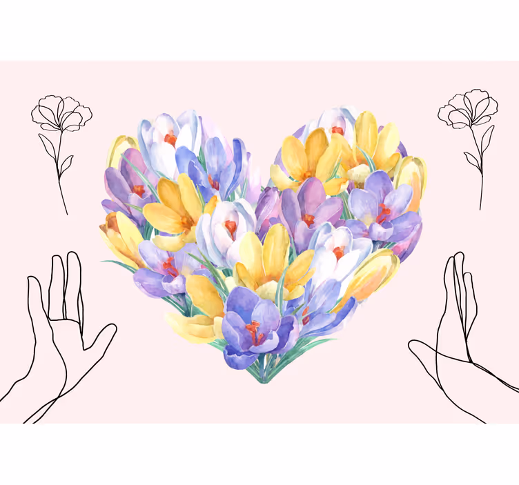 Fototapet blomster hjerteformet bukett - Tenstickers