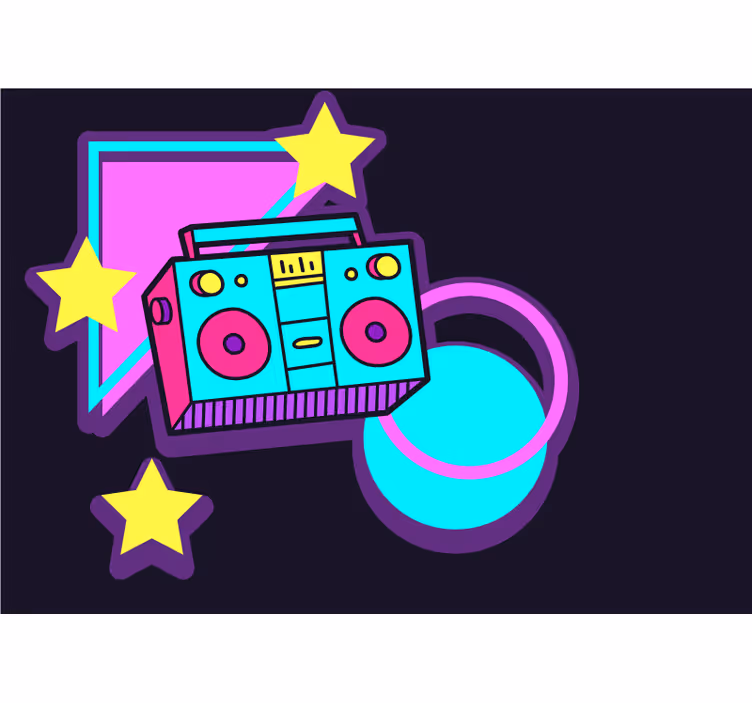 Fototapet musikk retro boombox elementer - Tenstickers