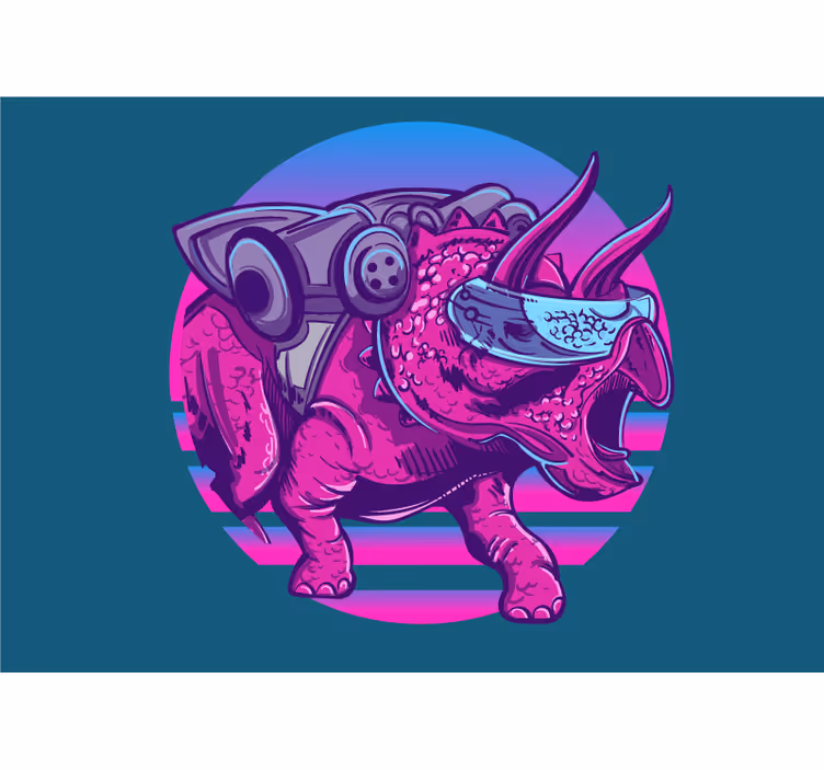 Fototapet dyr futuristisk triceratops - Tenstickers