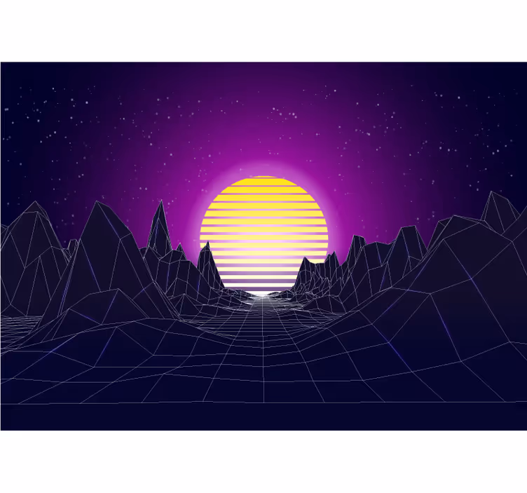 Fototapet abstrakt geometrisk fjellsolnedgang - Tenstickers
