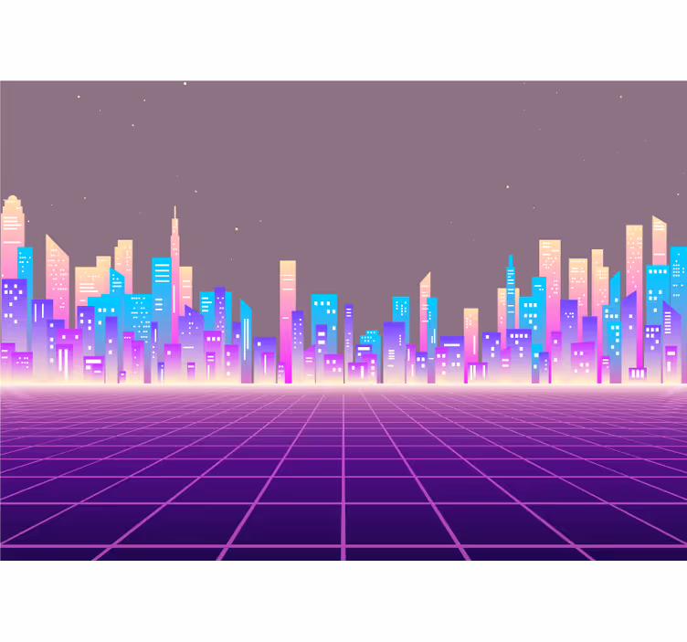 Fototapet byer futuristisk bysilhuett - Tenstickers