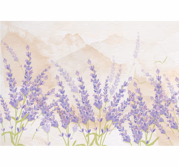Lavendelfelt scene fototapet blomster - Tenstickers