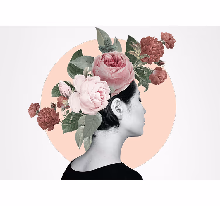 Fototapet blomster med blomsterhårdekorasjon - Tenstickers