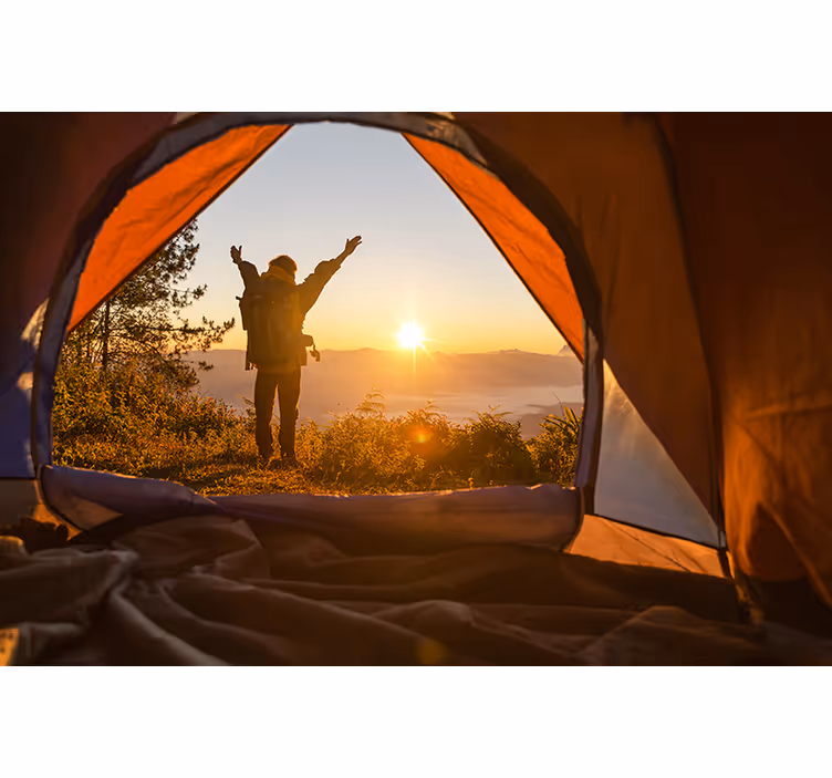 Fototapet natur soloppgangs eventyr glede - Tenstickers
