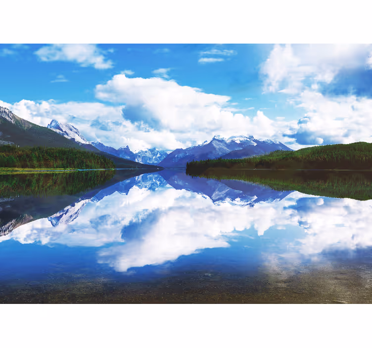 Rolig fjellrefleksjon fototapet landskap - Tenstickers