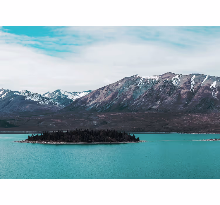Fototapet landskap fjellvann Øy - Tenstickers
