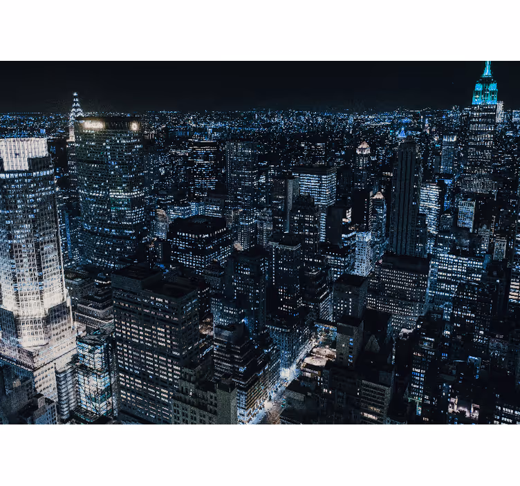 Fototapet new york nattutsikt skyline - Tenstickers