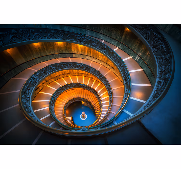 Fototapet landskap spiraltrapp belysning - Tenstickers