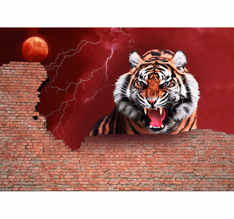 Fototapet dyr fierce tiger brøl - Tenstickers