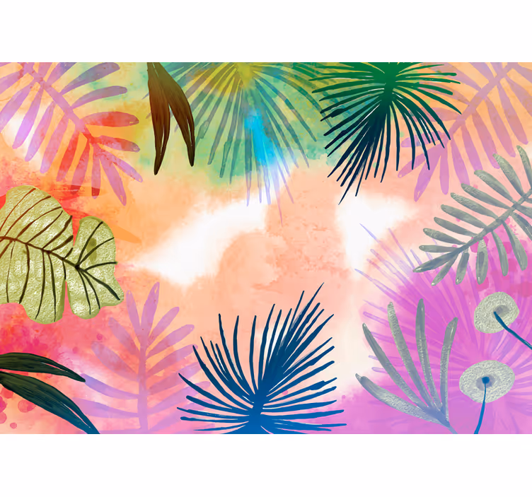 Fototapet natur med tropiske bladdesign - Tenstickers