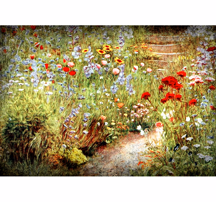 Fototapet blomster blomstersti scene - Tenstickers