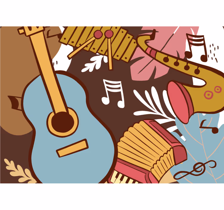 Fototapet musikk instrumentarrangement - Tenstickers