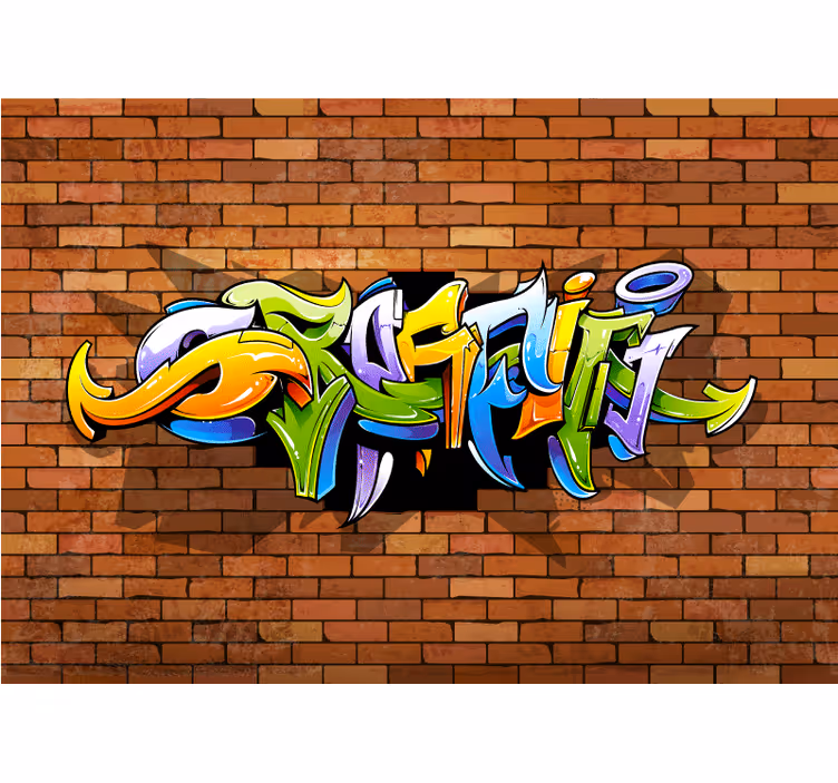 3d graffiti vegg fototapet musikk - Tenstickers