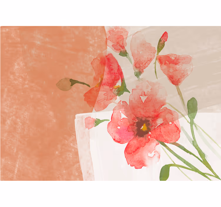Blomsterdrøm samtidskunst fototapet inngang - Tenstickers