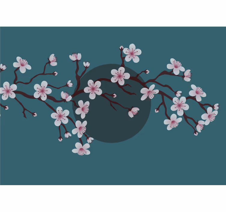 Fototapet blomster blomstrende kirsebærgren - Tenstickers