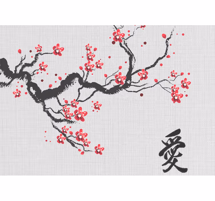 "japandi stil" abstrakt tre fototapet vintage - Tenstickers