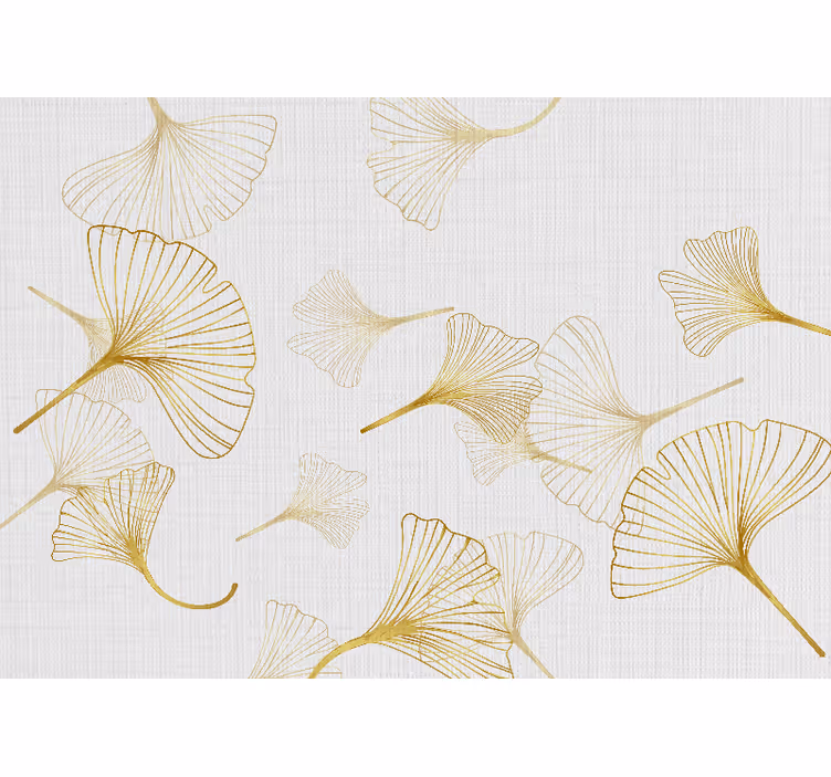 Gylne ginko-blader fototapet vintage - Tenstickers