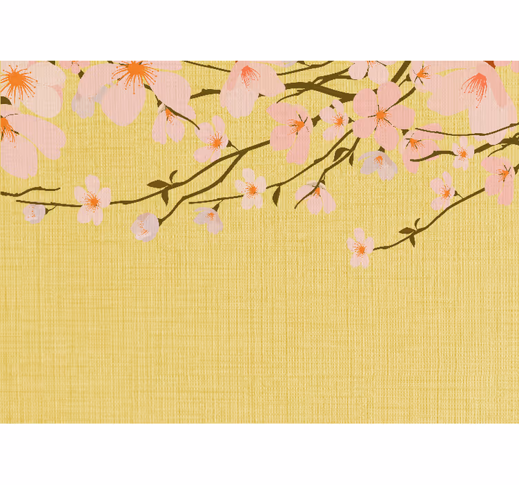 Fototapet blomster blomstrende kirsebærgrener - Tenstickers