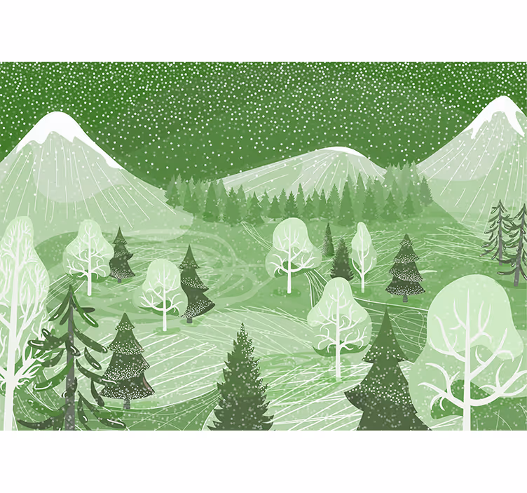 Fototapet natur fjellskogutsikt - Tenstickers
