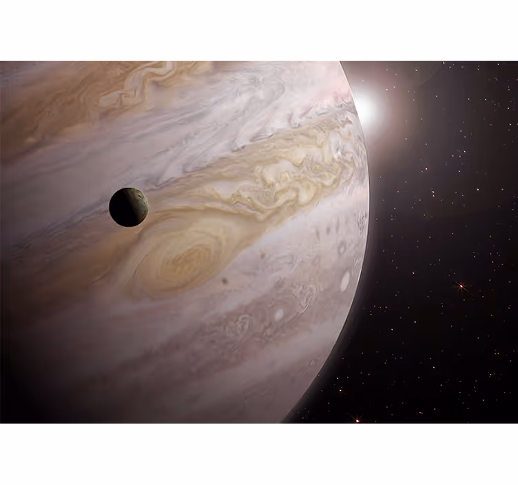 Jupiter og måne fototapet verdensrommet - Tenstickers