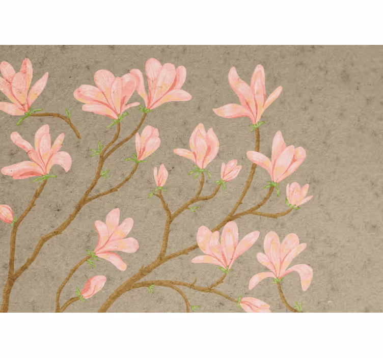 Fototapet blomster pink magnolia blomster - Tenstickers
