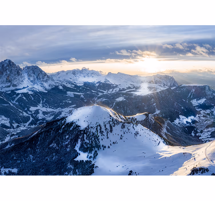Alpine soloppgang panorama fototapet fjell - Tenstickers