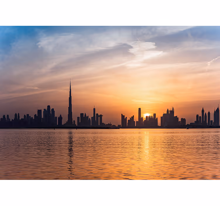 Skyline silhuett gate solnedgang fototapet byer - Tenstickers