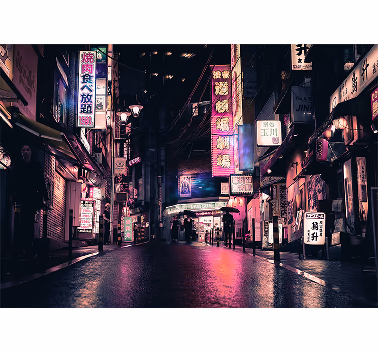 Fototapet byer neon gatebilde - Tenstickers