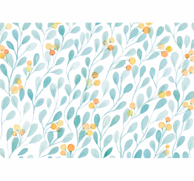 Fototapet blomster botanisk bladmønster - Tenstickers