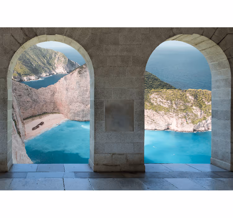 Azurblått hav zakynthos fototapet sjø - Tenstickers