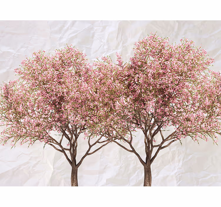 Vakre trær med rosa blader fototapet blomster - Tenstickers